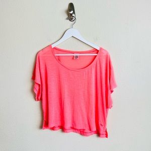 PINK Victoria’s Secret Burnout Coral Logo Boxy Short Sleeve Loose Top